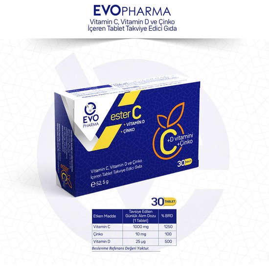 Evopharma Ester C Vitamin D Vitamin C ve Çinko Içeren Fiyatı