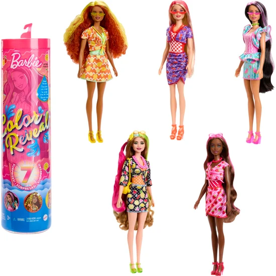 Barbie Color Reveal - Renk Değiştiren Sürpriz Barbie Meyve Serisi, 3 yaş ve üzeri, HJX49