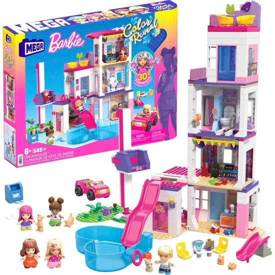 Mega Barbie Color Reveal Rüya Evi Yapı Seti, 5 Mini Bebek ve 6 Hayvanla 25'Ten Fazla Sürpriz İçerir, 5 Yaş ve Üzeri Hhm01