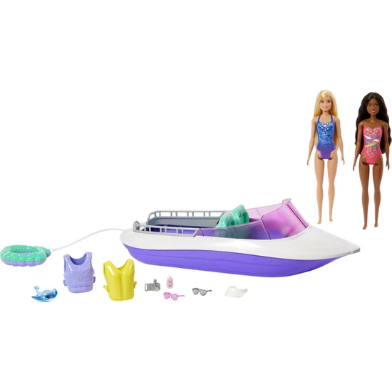 Barbie Barbie'Nin Botu Oyun Seti, 2 Barbie , 4 Oturma Alanı Bulunan Şeffaf Zeminli Tekne (46 Cm) Ve 4 Aksesuarıyla, 3 Yaş Ve Üzeri Hhg60