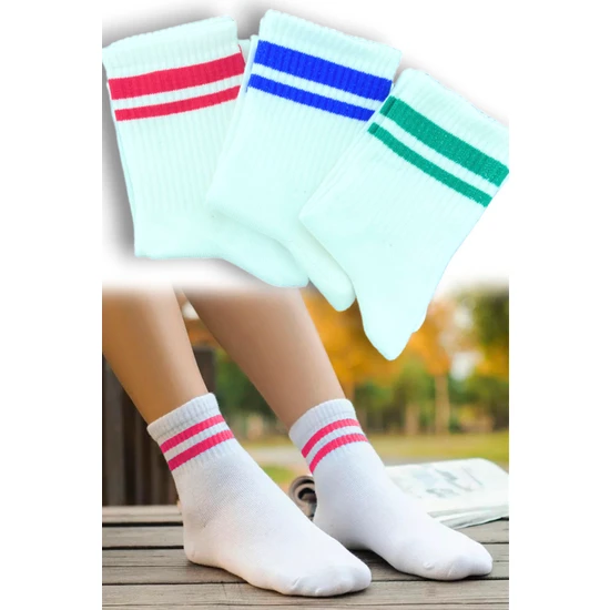 Esinti Erkek Çorap Kadın Çorap Spor Çorabı Renkli Soket Çorap Erkek Uzun Yazlık Ince Çorap 3 Adet