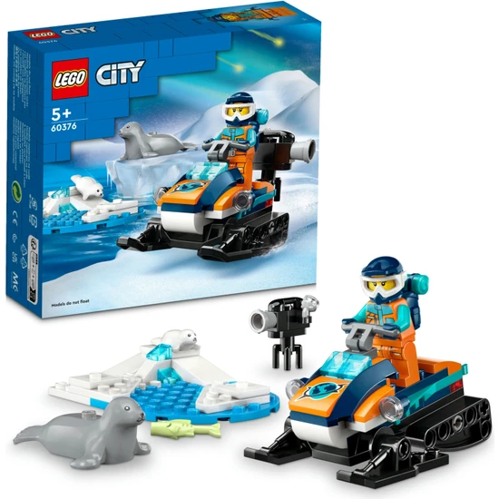 LEGO® City Kutup Kâşifi Motorlu Kızağı 60376 - 5 Yaş ve Üzeri Çocuklar için bir Minifigür ve 2 Fok Figürü İçeren Yaratıcı Oyuncak Yapım Seti (70 Parça)