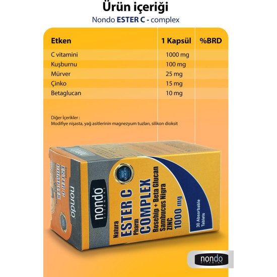 Nondo Ester C Complex 1000 mg 30 Emilebilir Tablet Fiyatı