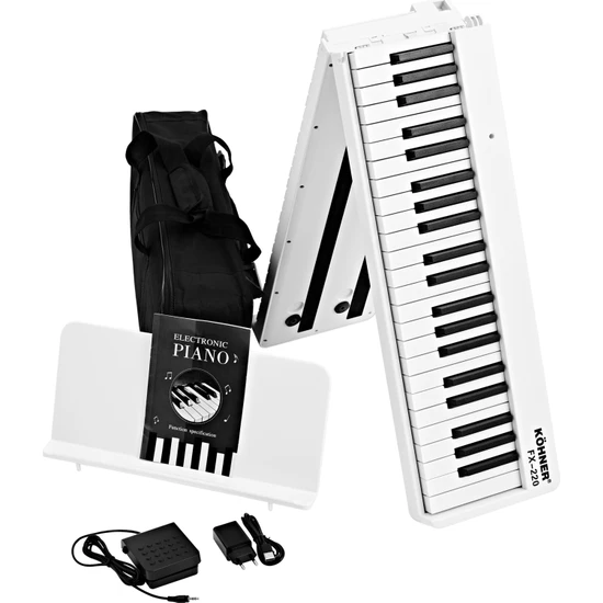 Köhner FX-220 Katlanabilir, Taşınabilir, Şarjlı Dijital Piyano (Dinamik Klavyeli, Tuş Hassasiyetli 88 Tuş)