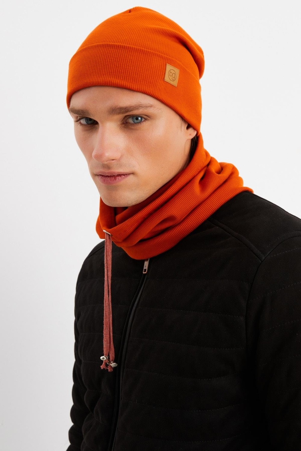 Butikgiz Kiremit Erkek Balıkçı Style Pamuklu Kaşkorse Terletmez Ultra Hafif Yumuşak Bere Boyunluk Takım