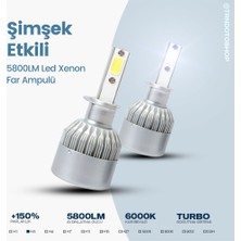 C9 C6 Serisi LED Xenon Far Ampulü Şimşek Etkili 5800LM Chip On Board 6000K Kar Beyazı