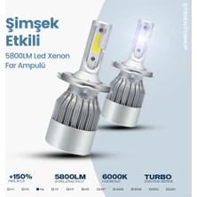 C9 C6 Serisi LED Xenon Far Ampulü Şimşek Etkili 5800LM Chip On Board 6000K Kar Beyazı