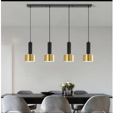 Rsylight Retro Metal Masa Üstü Dekoratif Rustik 4 Lü Siyah Gold Sıralı Avize