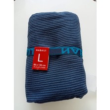 Nabaıjı Fitilli Mikrofiber Havlu - L - Lacivert - 80 x 130 cm Çizgi Store