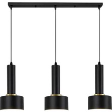 Rsylight Retro Metal Masa Üstü Dekoratif Rustik 3 Lü Siyah Sıralı Avize