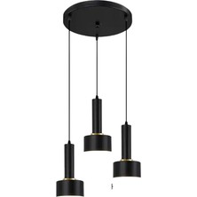 Rsylight Retro Metal Modern Dekoratif Rustik 3 Lü Siyah Avize