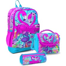 Coral High Ilkokul Çantası Seti Mavi Pembe Flamingo - Kız Çocuk