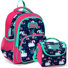 Coral High Ilkokul Sırt Çantası ve Beslenme Çantası Seti - Kız Çocuk Kuğular