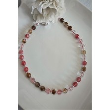 Bade Accessories Çokgen Gül Kuvars Doğaltaş Kolye