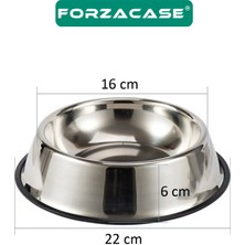 Forzacase 22 cm 500 ml Kedi Köpek Metal Mama ve Su Kabı - FC032