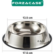 Forzacase 17 cm 250 ml Kedi Köpek Metal Mama ve Su Kabı - FC033