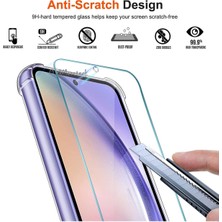 MTK Moveteck Samsung Galaxy A24 Kılıf Köşe Korumalı Darbeye Dayanıklı Şeffaf Silikon Antişok + 9h Cam Set