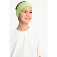Babygiz Fıstık YeşiliBeyaz Kız Pamuklu Penye T-Shirt Bandana 2^li Takım -Spor Rahat Best Of Koleksiyon 3