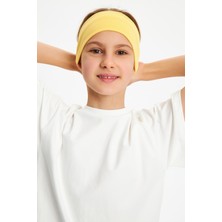 Babygiz Sarı-Beyaz Kız Pamuklu Penye T-Shirt Bandana 2^li Takım -Spor Rahat Best Of Koleksiyon 3