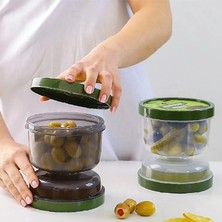 Tamu Kum Saati Zeytin ve Turşu Saklama Kabı Zeytinlik Turşuluk Kavanozu Şeffaf Süzgeçli