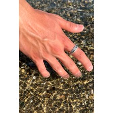 Trend Collection Antik Gümüş Kaplama Desenli Alyans Model Ayarlanabilir Erkek Yüzük