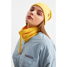 Butikgiz Sarı Kadın Balıkçı Style Pamuklu Kaşkorse Terletmez Ultra Hafif Yumuşak Bere Boyunluk Takım