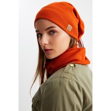 Butikgiz Kiremit 3'ü Bir Arada Balıkçı Style Bere +İpli Bere + Boyunluk Hafif Pamuklu Kışlık Set