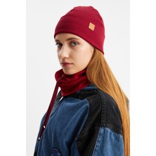 Butikgiz Bordo Kadın Balıkçı Style Pamuklu Kaşkorse Terletmez Ultra Hafif Yumuşak Bere Boyunluk Takım
