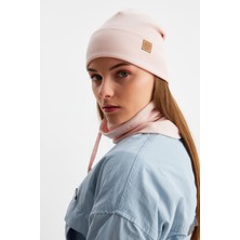 Butikgiz Pudra Kadın Balıkçı Style Pamuklu Kaşkorse Terletmez Ultra Hafif Yumuşak Bere Boyunluk Takım