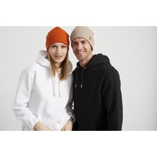 Butikgiz Turuncul ve Kahve Balıkçı Style Şapka Bere 2'li Eş Takım Spor Pamuklu El Yapımı