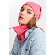 Butikgiz Pembe Kadın Pamuklu Kaşkorse Terletmez Ultra Hafif ve Yumuşak Bere Boyunluk Takım