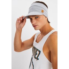 Butikgiz Açık Gri Erkek Uv Koruyuculu Pamuklu Penye Tenis Golf Stil Vizör Şapka Siperlik-Terletmez