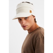 Butikgiz Bej Erkek Uv Koruyuculu Pamuklu Penye Tenis Golf Stil Vizör Şapka Siperlik-Terletmez