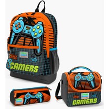 Yaygan Coral High Kids Gri Turuncu Gamer Desenli 3’Lü Okul Çanta Seti 23746