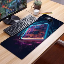 Sonic Touch Neon Işıklı Çip Devre Kaydırmaz Gaming Oyuncu Masaüstü Dikişsiz Mavi Pembe Klavye Pad 32X70CM