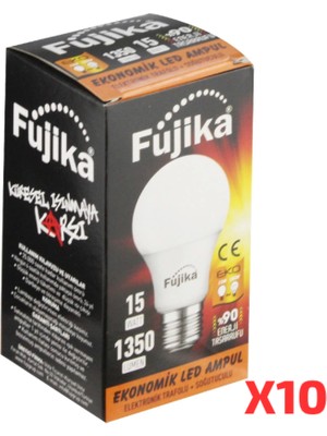 Fujika LED Ampul 15W - 105W Beyaz Işık E27 Duy LED Lamba 1350 Lümen ( 10 Adet )