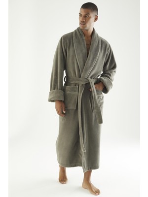 Nuşa Uzun Şalyaka Triga Bambu Cotton Erkek Bornoz