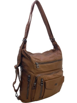 Baginn Y.S.Deri Kadın Sırt Çantası Fonksiyonel Kullanım Ister Omuz Ister Çapraz Askılı Postacı Çanta