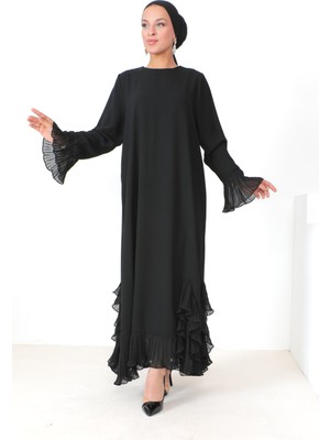 İmaj Butik Siyah Büyük Beden Piliseli Abiye