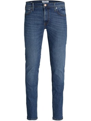 Jack & Jones Jjılıam Erkek Jean Pantolon Desenli Dar Paça Süper Streç %50 Mavi