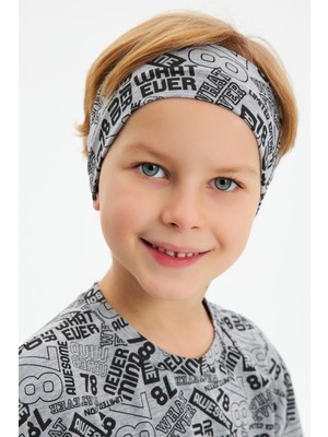 Babygiz Gri-Gri Erkek Çocuk Pamuklu Penye Oversize Gri T-Shirt Bandana 2'li Takım