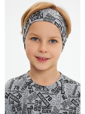 Babygiz Gri-Gri Erkek Çocuk Pamuklu Penye Oversize Gri T-Shirt Bandana 2'li Takım