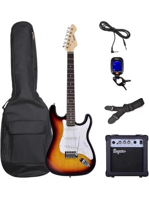 3M Music Elektro Gitar Sss Manyetik Elektro Gitar Seti Gitar+Amfi+Kılıf+Kablo+Askı Kayışı+Akort Cihazı+Pena