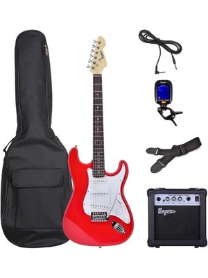 3M Music Elektro Gitar Sss Manyetik Elektro Gitar Seti Gitar+Amfi+Kılıf+Kablo+Askı Kayışı+Akort Cihazı+Pena