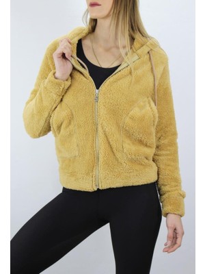Bpm Cepli Fermuarlı Peluş Ceket Camel