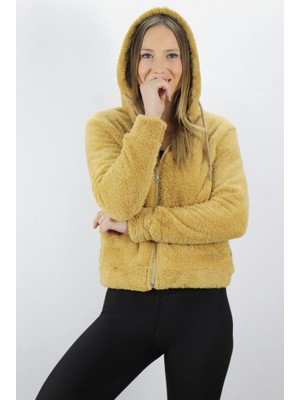 Bpm Cepli Fermuarlı Peluş Ceket Camel