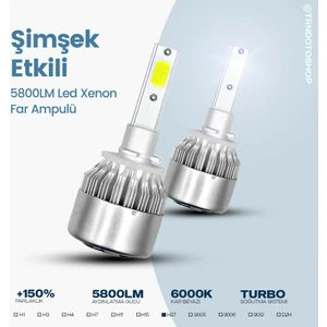 C6 Serisi LED Xenon Far Ampulü Şimşek Etkili 5800LM Chip On Board 6000K Kar Beyazı