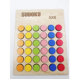 Montessori Ahşap Orta Seviye Renkli Sudoku 6 x 6
