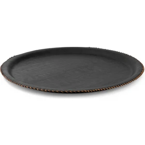 Deri Tepsi - El Yapımı Yuvarlak 1 Adet 33 cm Kahverengi LTY33