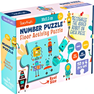 Doerkids Dev Sayılar Jumbo Puzzle| Robotik Sayılar Öğrenme | 40 Parça 2+ Yaş